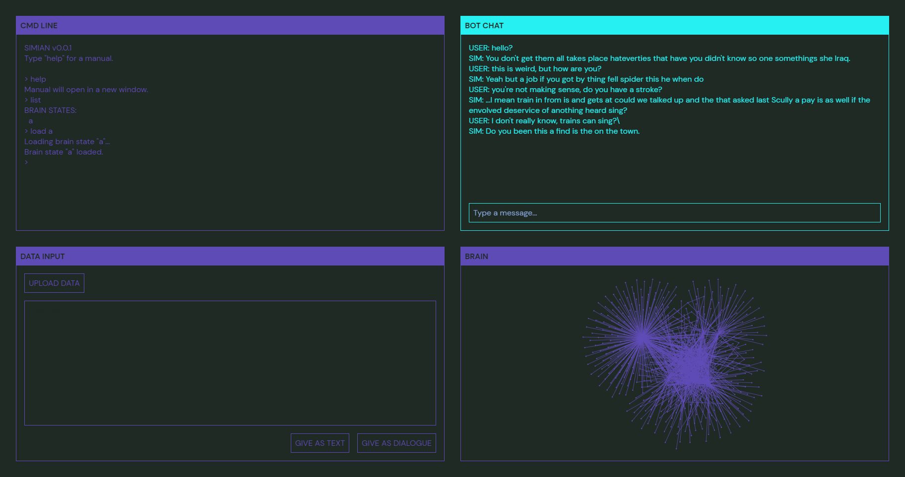 The SIMIAN web interface.