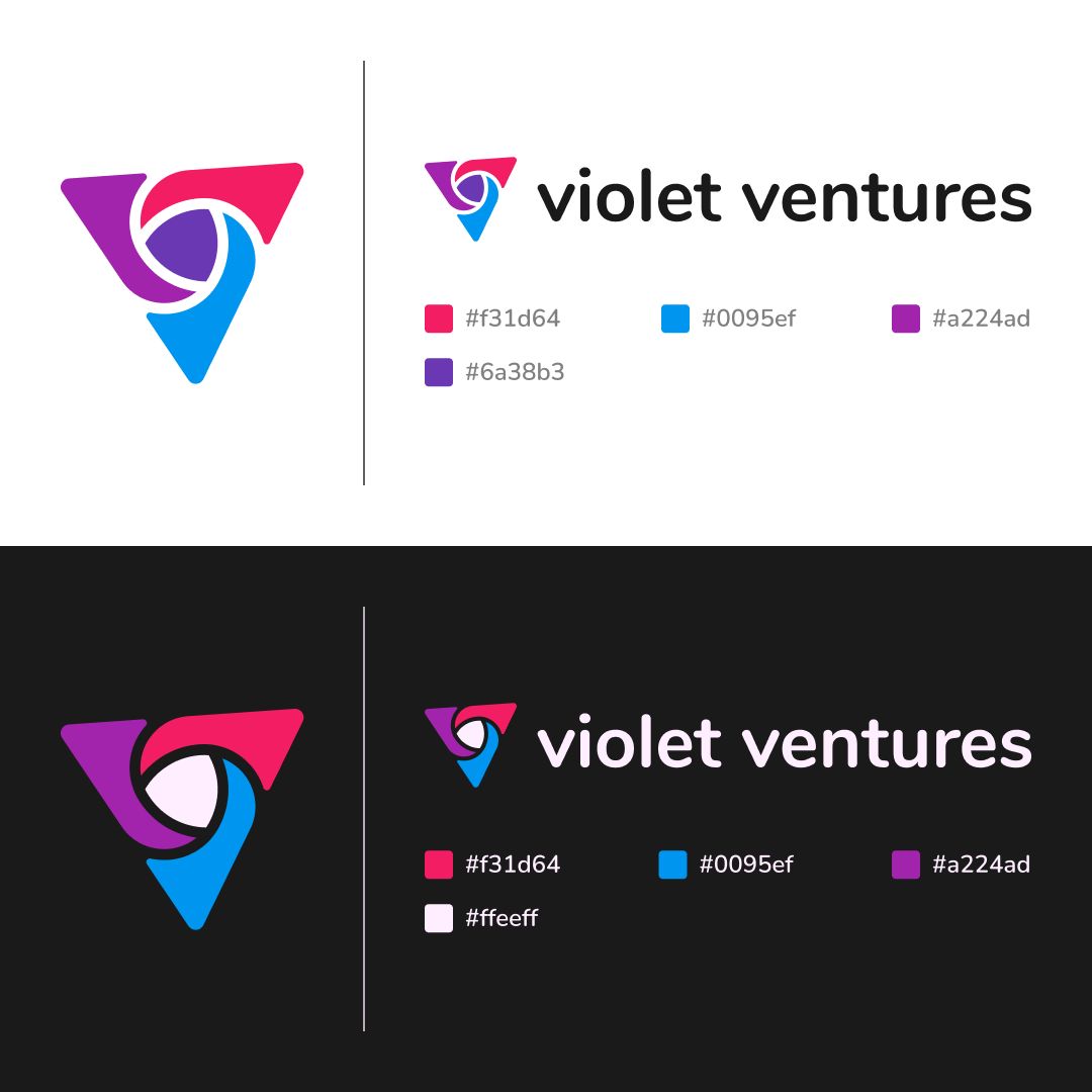 Sample of the Violet Ventures branding and color palette.